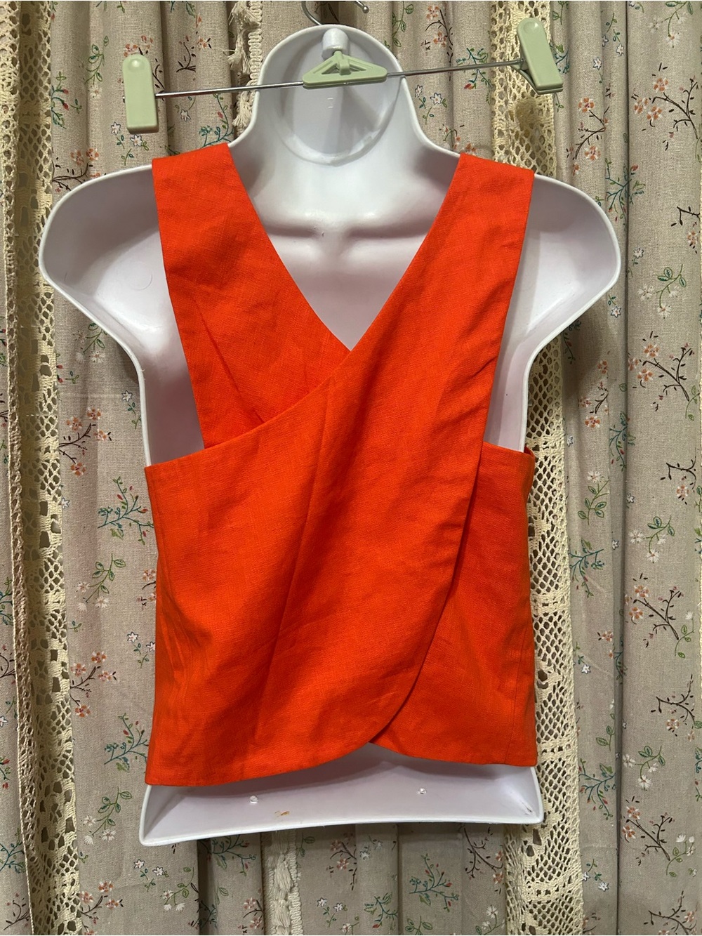 Kourt Tomato Red Open Back Top XS Cotton Blend Sleeveless Summer Top